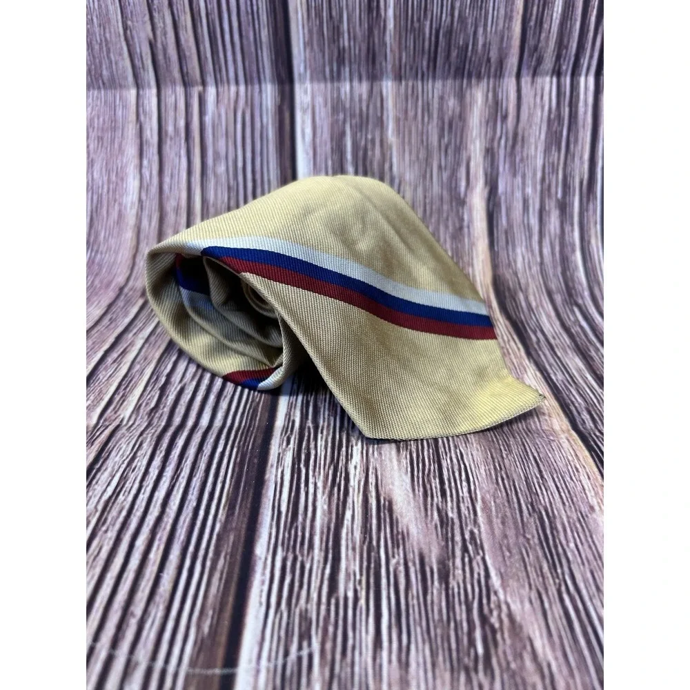 Polo Ralph Lauren‎ Tie Gold Multicolor Stripe All Silk 56